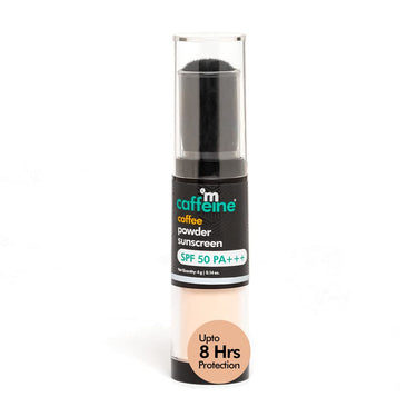 mCaffeine 100% Mineral Powder Sunscreen SPF 50 PA+++ for Oily Skin | Mattifying, Water Resistant & Zero White Cast | Travel Friendly & Easy to Apply